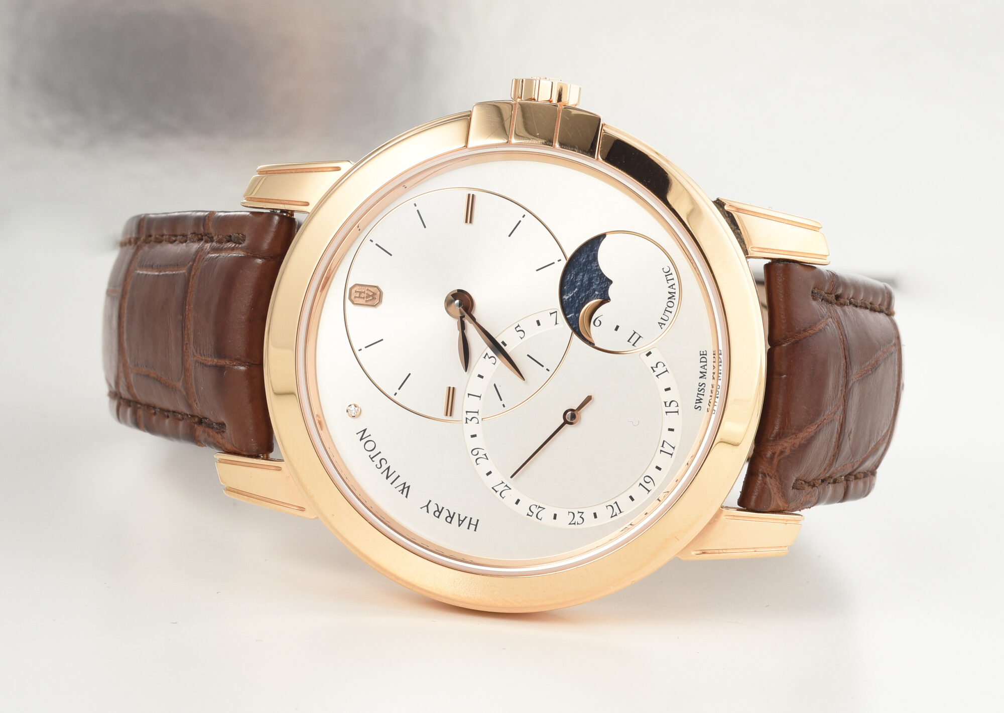 Men's Harry Winston Midnight Moon Phase watch in 18K Rose Gold Ref.MIDAMP42RR003 & box - Image 11