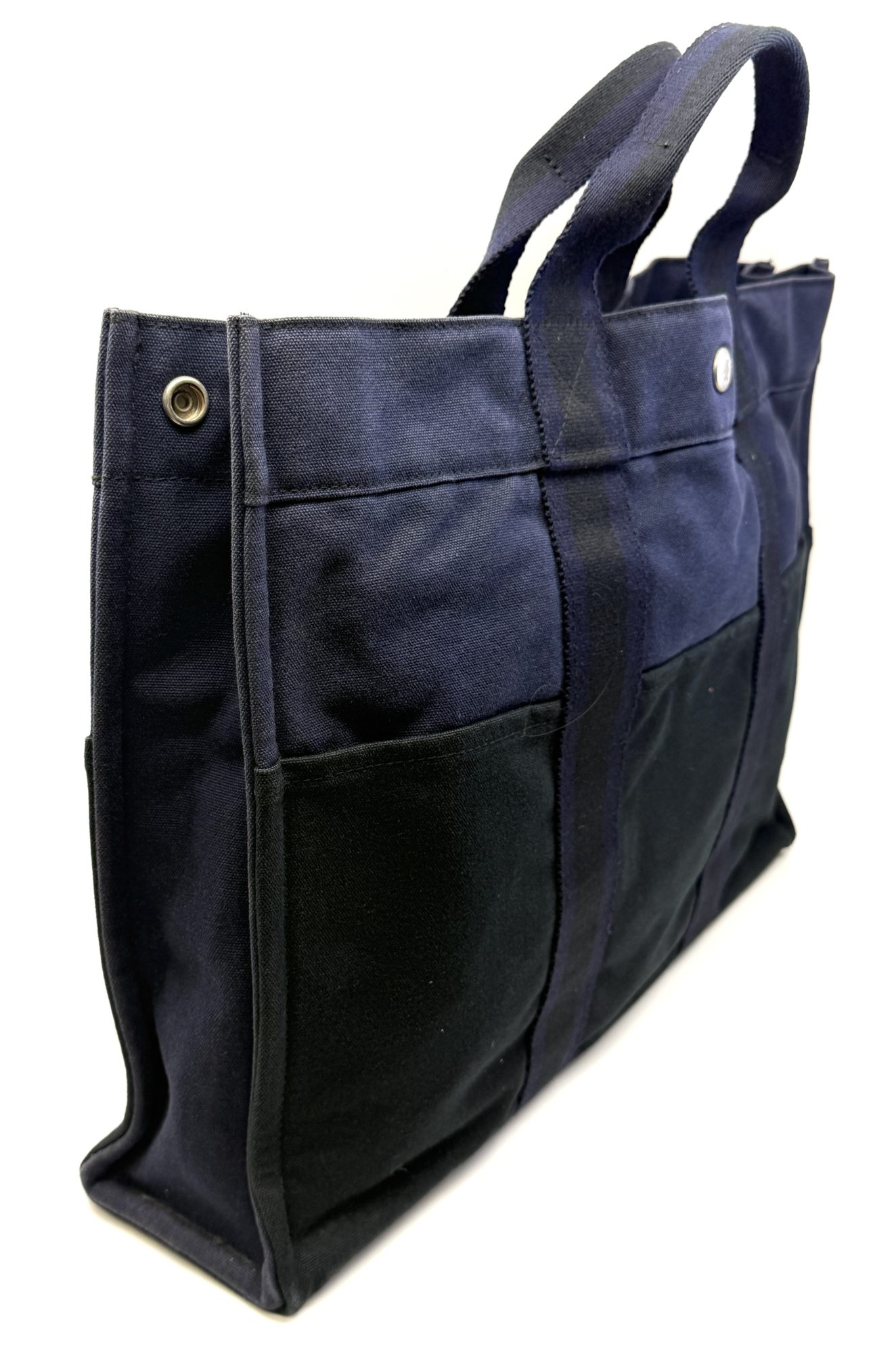 Authentic Hermes Fourre Tout MM Handbag, Navy Blue color canvas - Image 2