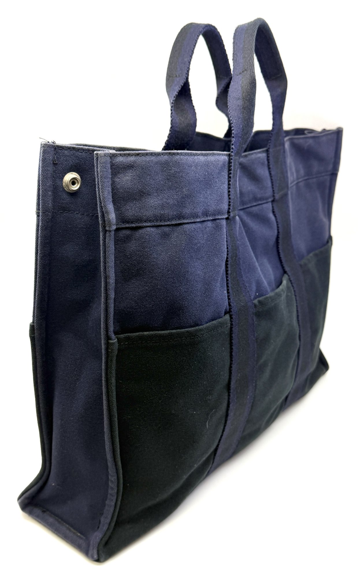 Authentic Hermes Fourre Tout MM Handbag, Navy Blue color canvas - Image 3