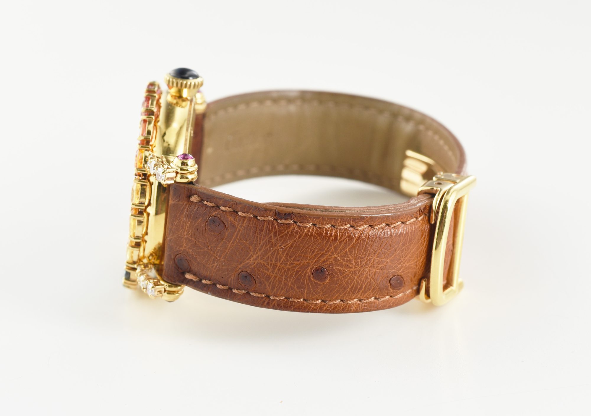 Cartier Diabolo 18K Yellow Gold watch w/Diamonds, Rubies, Sapphires Ref.1420 0 - Image 6