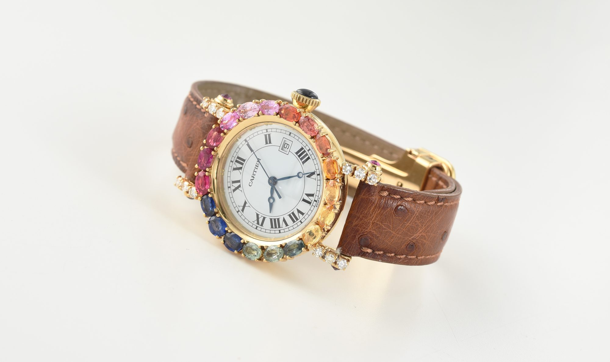 Cartier Diabolo 18K Yellow Gold watch w/Diamonds, Rubies, Sapphires Ref.1420 0 - Image 7
