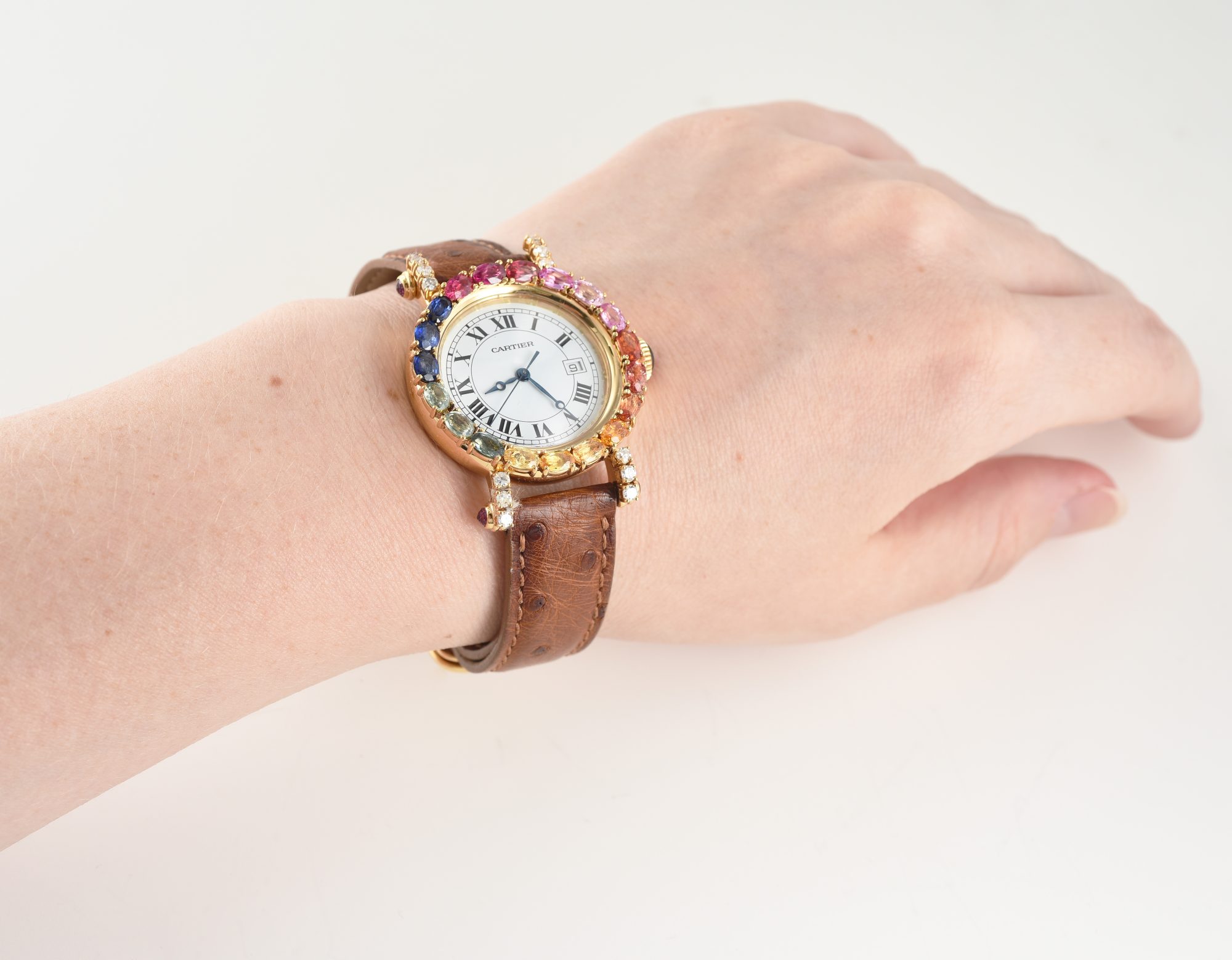 Cartier Diabolo 18K Yellow Gold watch w/Diamonds, Rubies, Sapphires Ref.1420 0 - Image 2