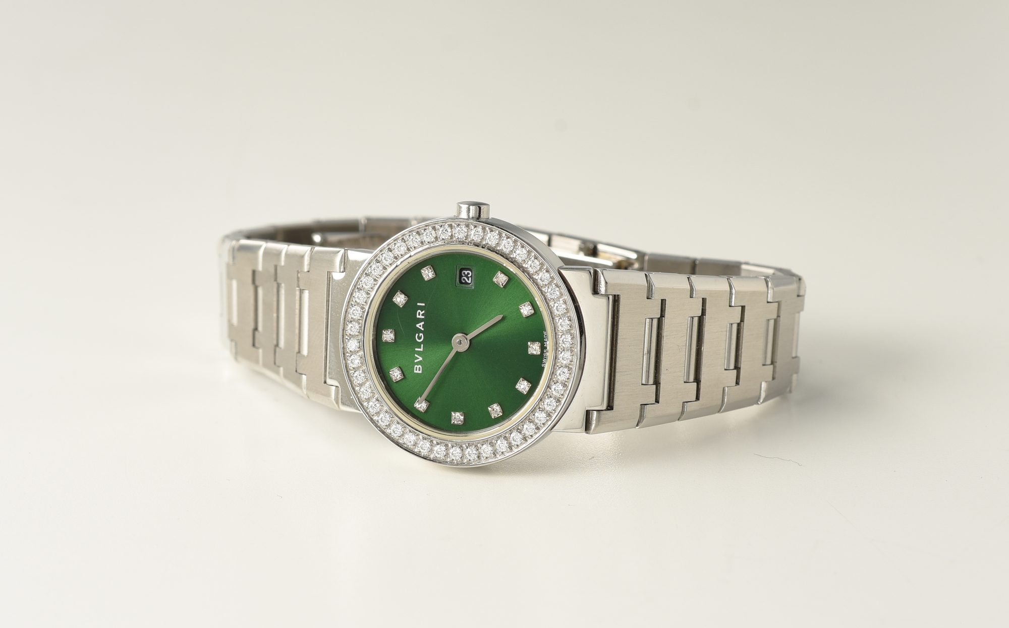 2000s Ladies' Bvlgari Stainless Steel Quartz watch w/Diamonds 26mm Ref.BB 26 SS - Image 7