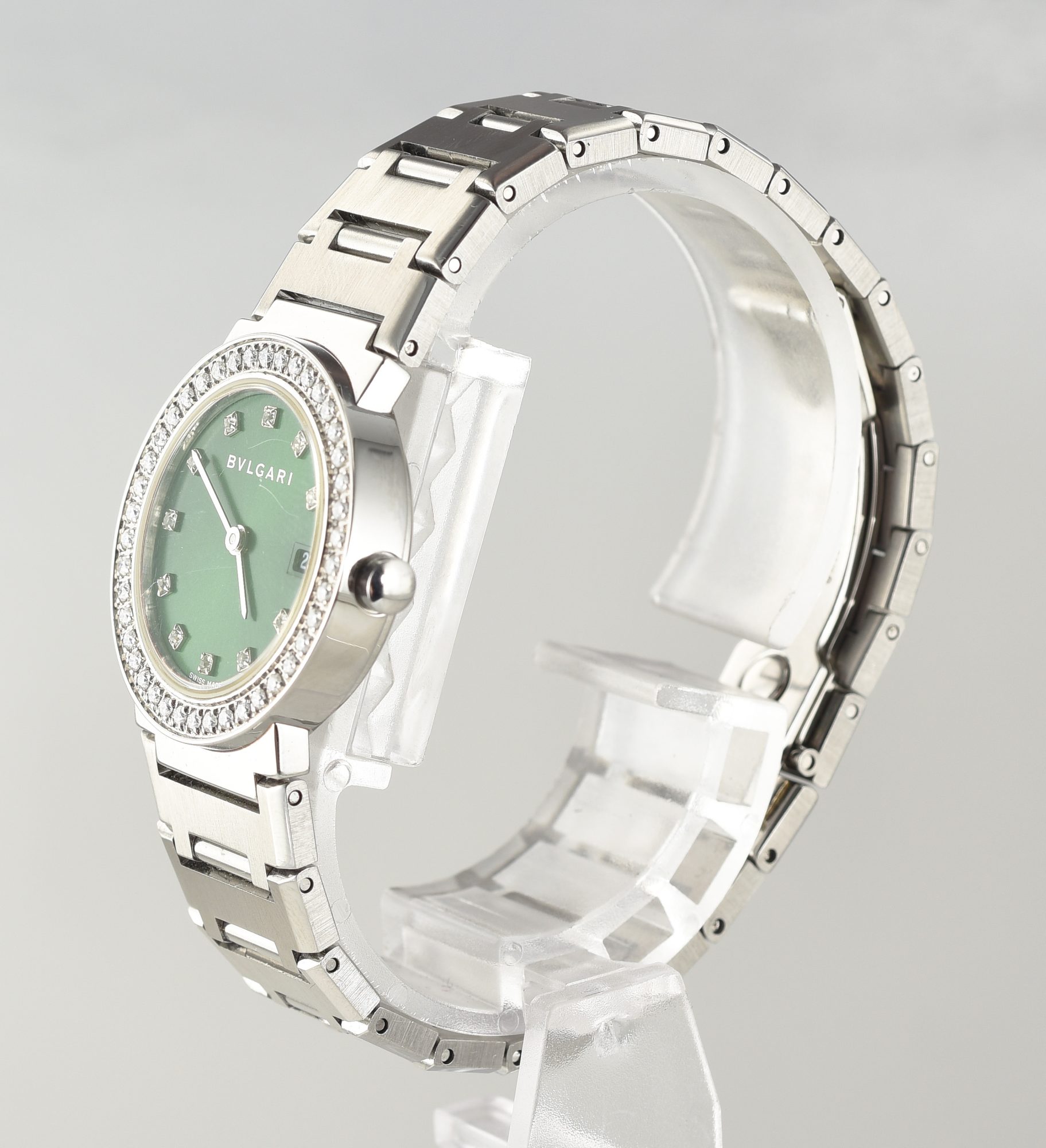 2000s Ladies' Bvlgari Stainless Steel Quartz watch w/Diamonds 26mm Ref.BB 26 SS - Image 5