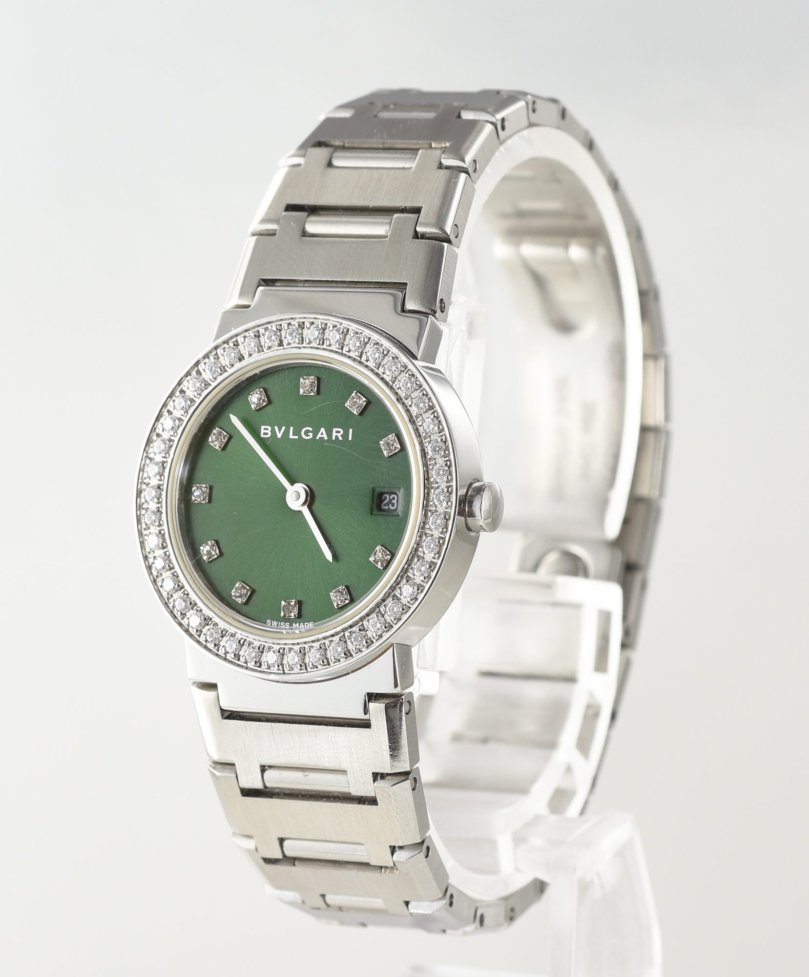 2000s Ladies' Bvlgari Stainless Steel Quartz watch w/Diamonds 26mm Ref.BB 26 SS - Image 2