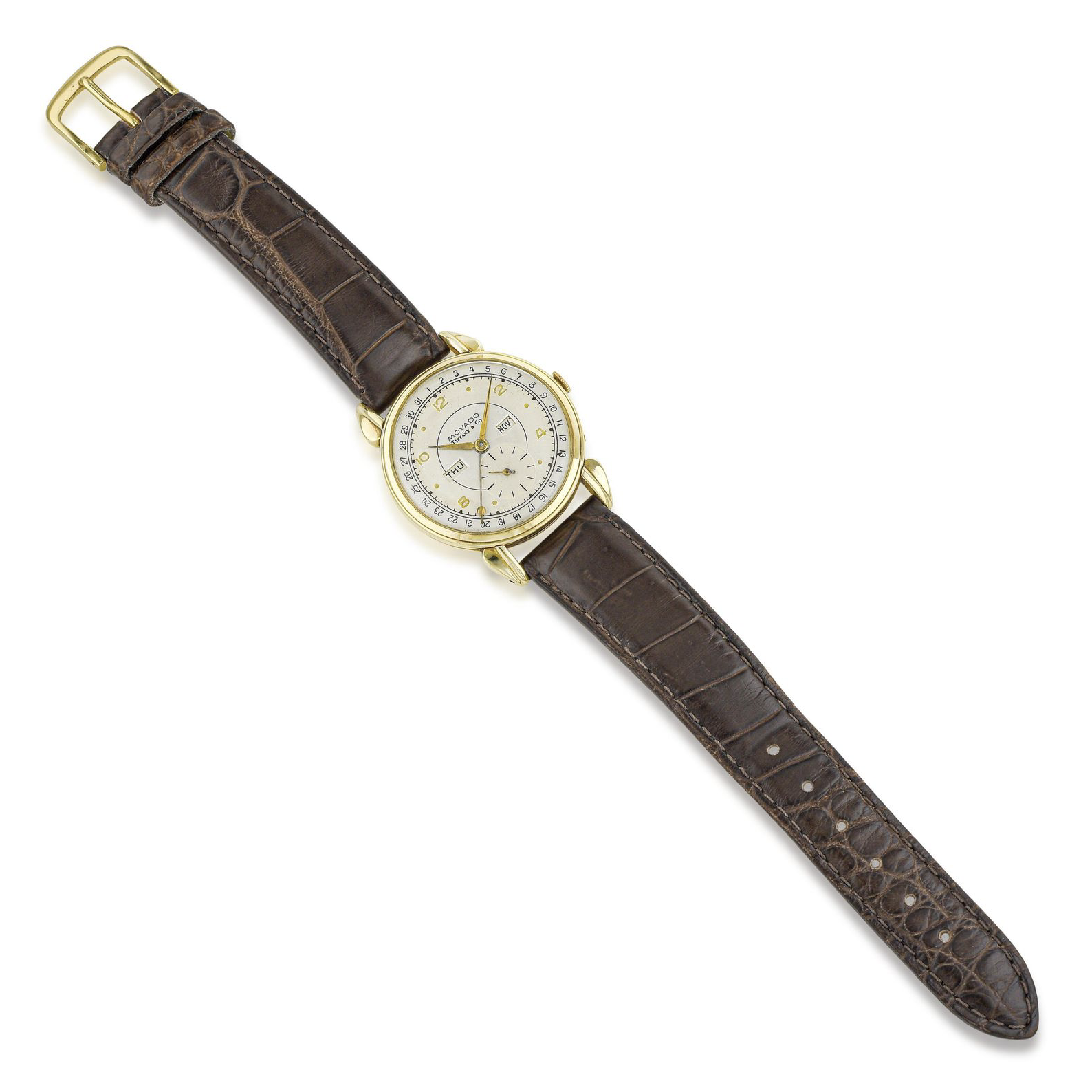 Vintage 1950s Movado for Tiffany & Co. Triple Date watch 14K Yellow Gold Ref. 44820 - Image 5