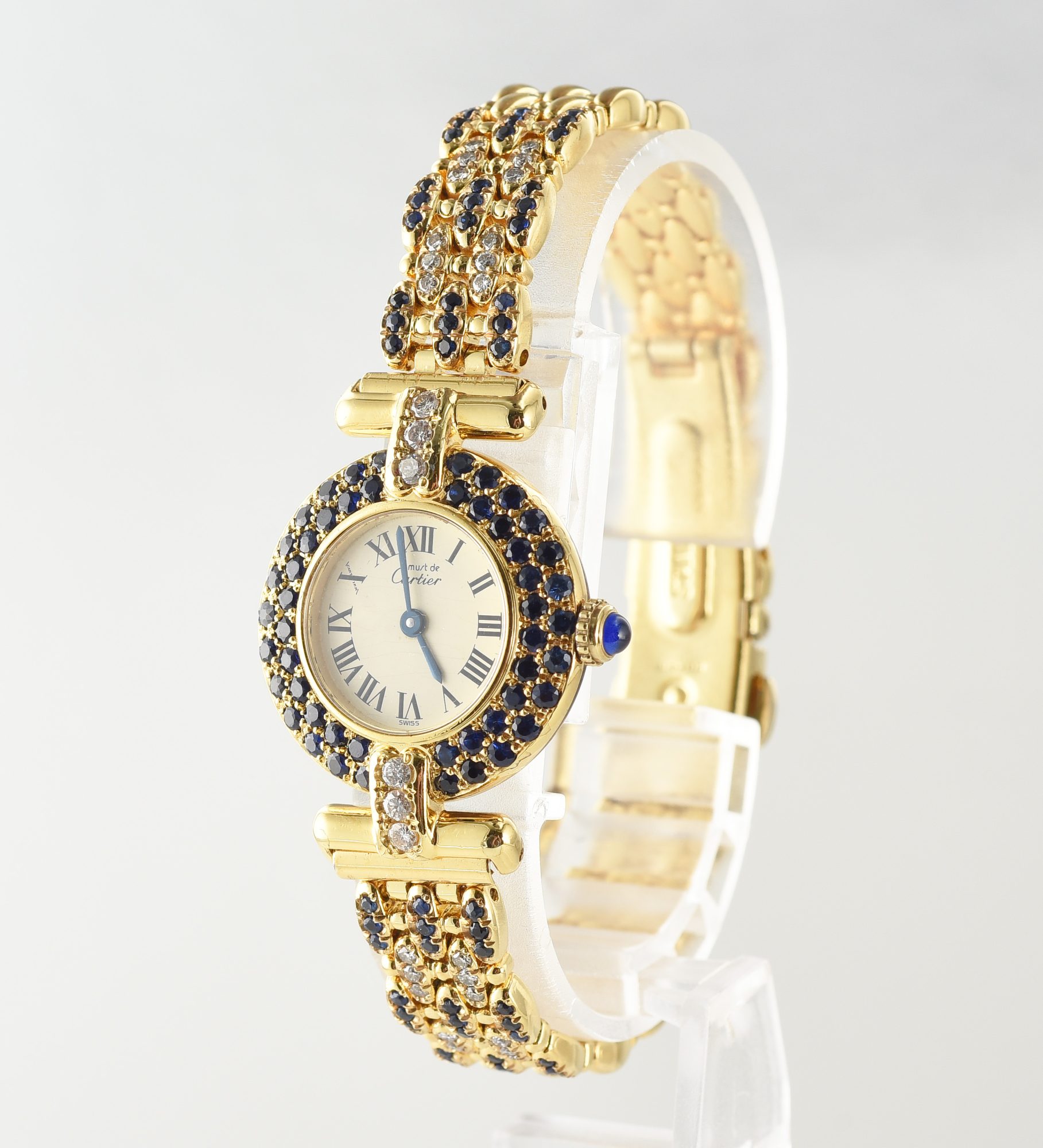 1988 Must de Cartier In Gold Vermeil over Silver w/Diamonds,Sapphires Ref.590002 w/papers - Image 4