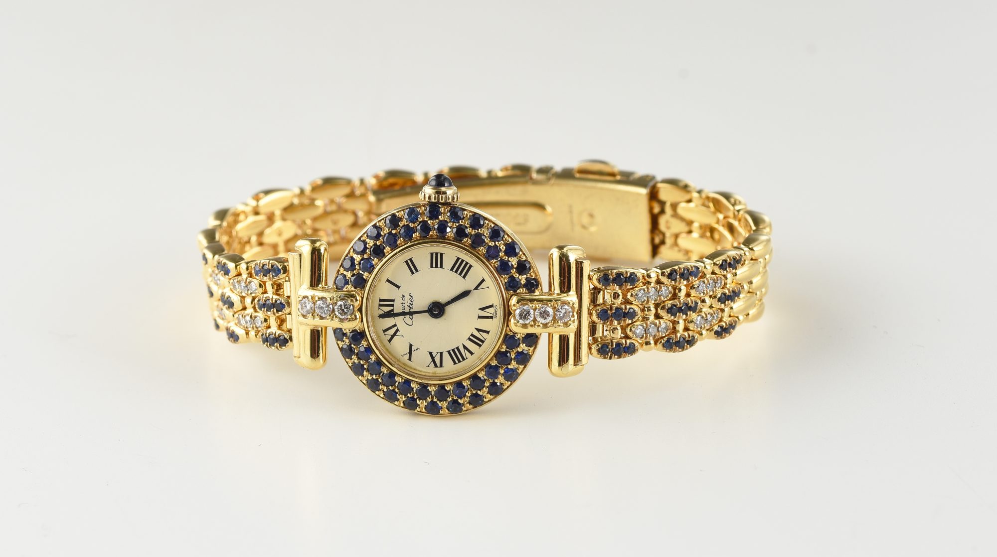 1988 Must de Cartier In Gold Vermeil over Silver w/Diamonds,Sapphires Ref.590002 w/papers - Image 8