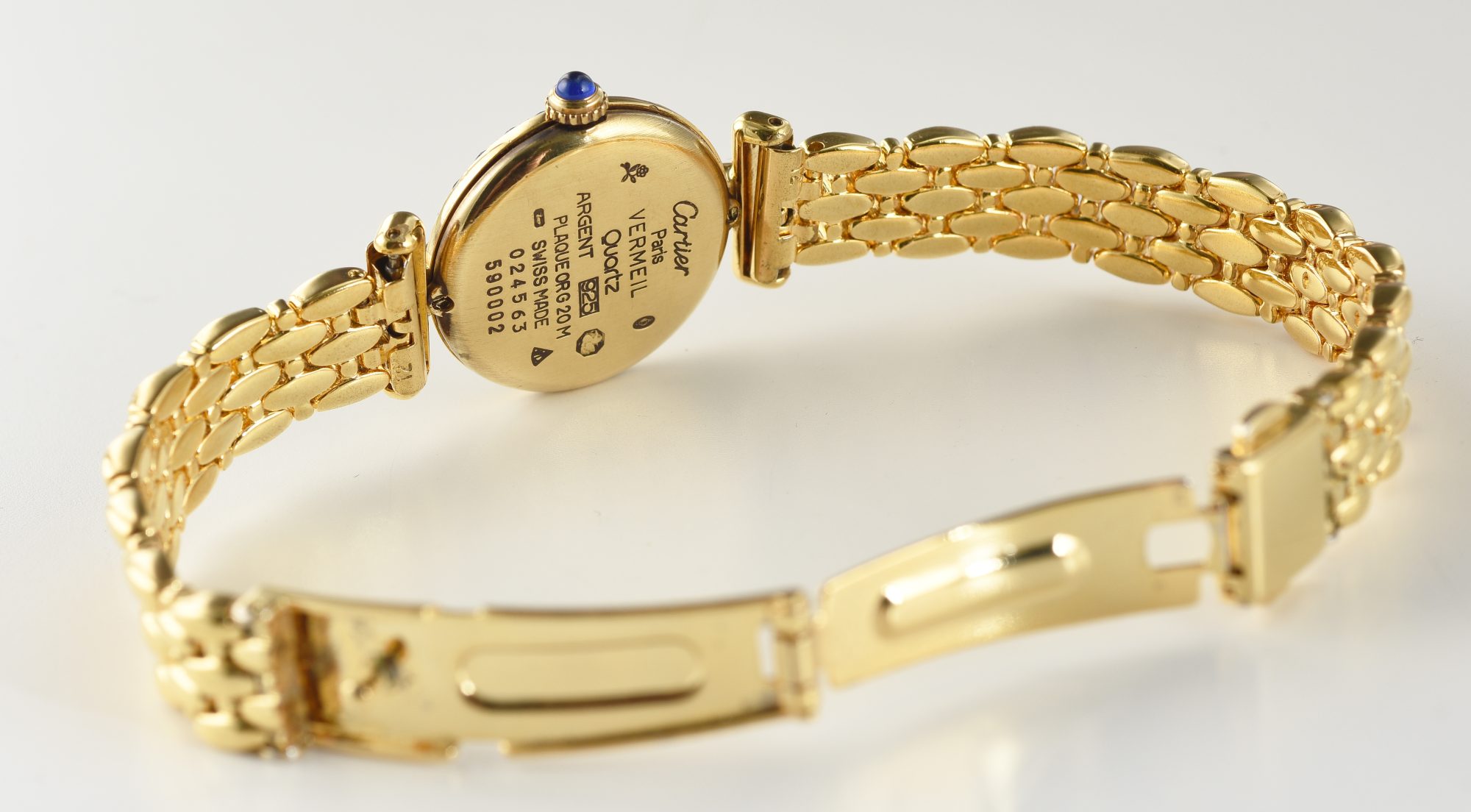 1988 Must de Cartier In Gold Vermeil over Silver w/Diamonds,Sapphires Ref.590002 w/papers - Image 10