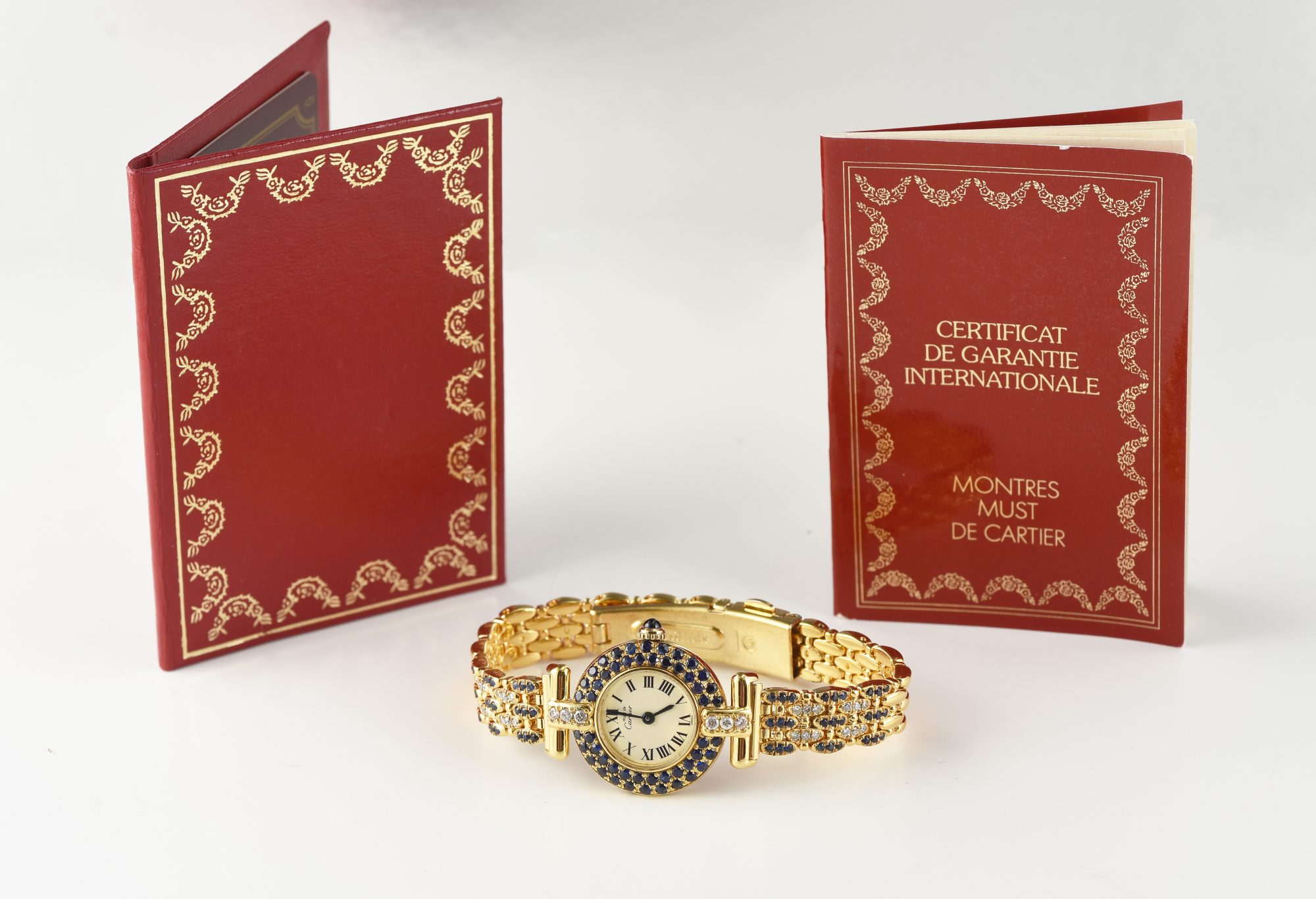 1988 Must de Cartier In Gold Vermeil over Silver w/Diamonds,Sapphires Ref.590002 w/papers - Image 2