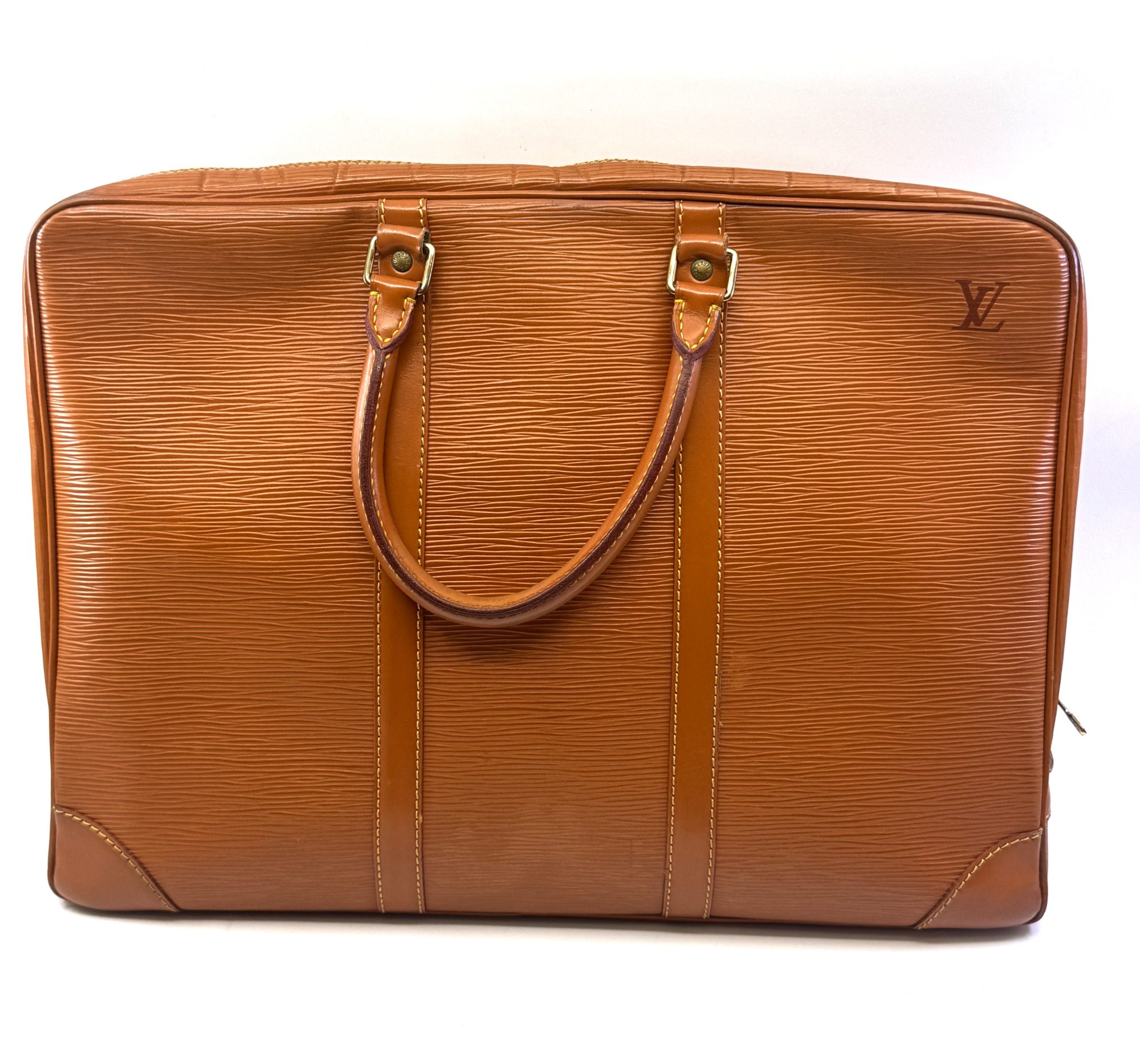 Authentic Louis Vuitton Epi Porte Jour Breifcase, Brown color Leather M54478
