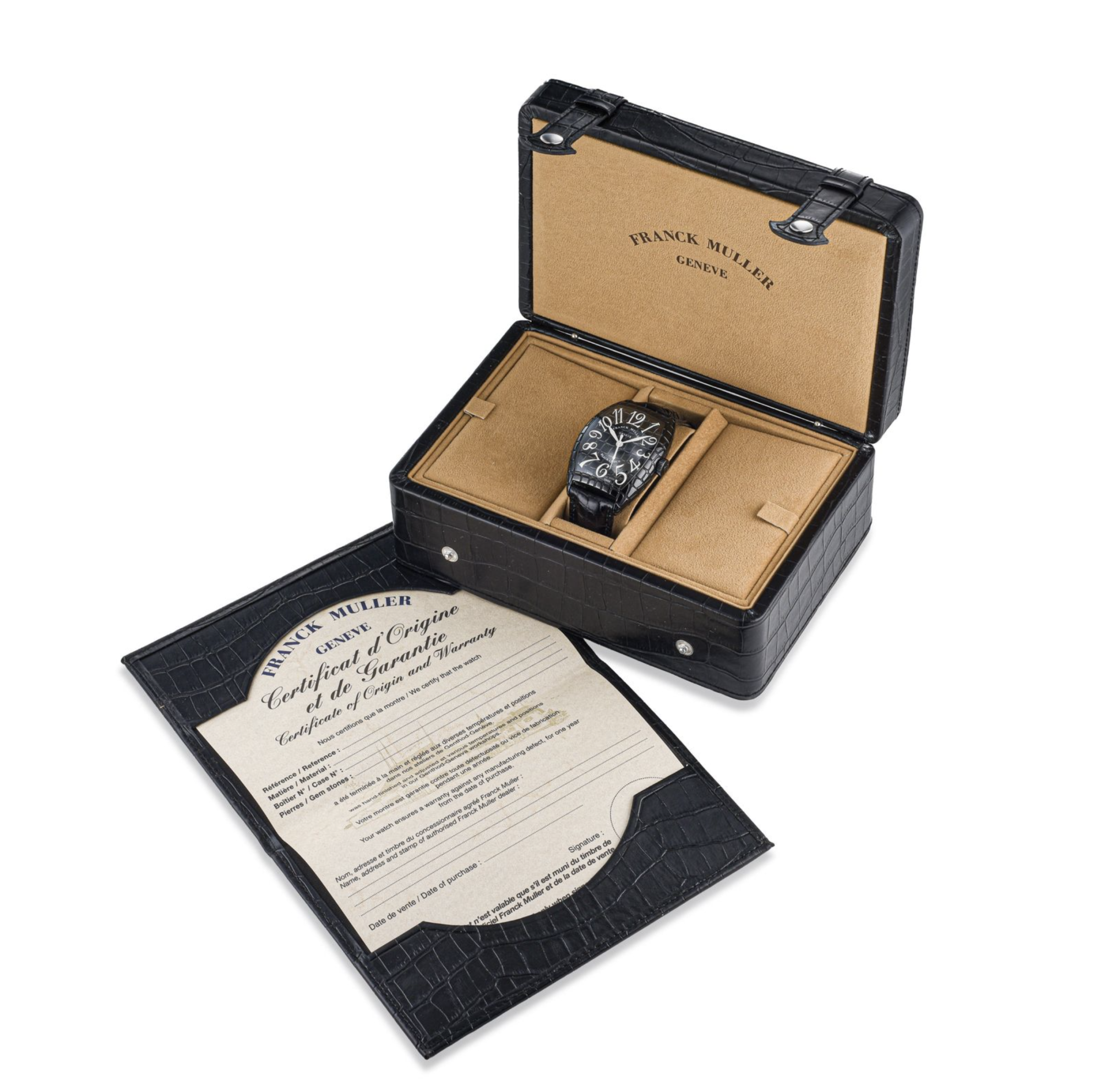 2019 Franck Muller Black Croco in Steel with Black PVD Ref.8880 SC BLK CRO; box - Image 5
