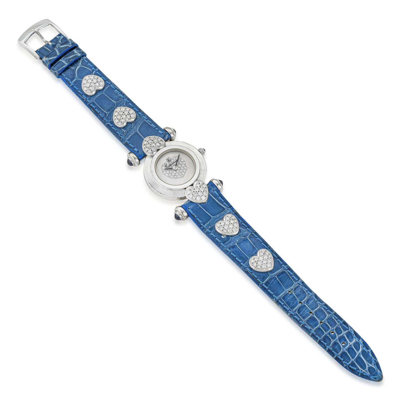 2000s Ladies' Kutchinsky Quartz watch in 18K White Gold w/Diamond-studded hearts - Image 5