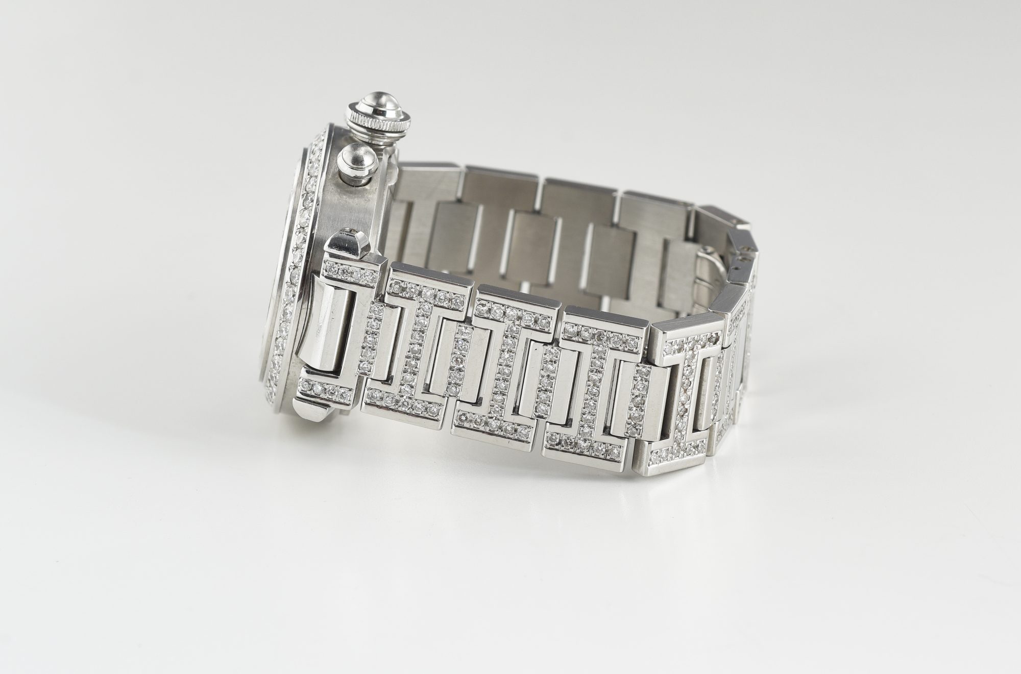 1990s Cartier Pasha Chronograph watch in Stainless Steel w/Diamonds Ref.2412 - Image 7