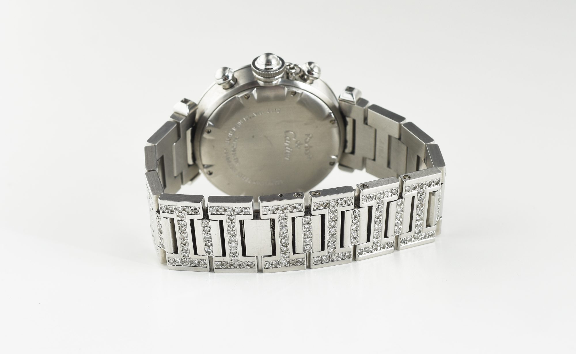 1990s Cartier Pasha Chronograph watch in Stainless Steel w/Diamonds Ref.2412 - Image 8
