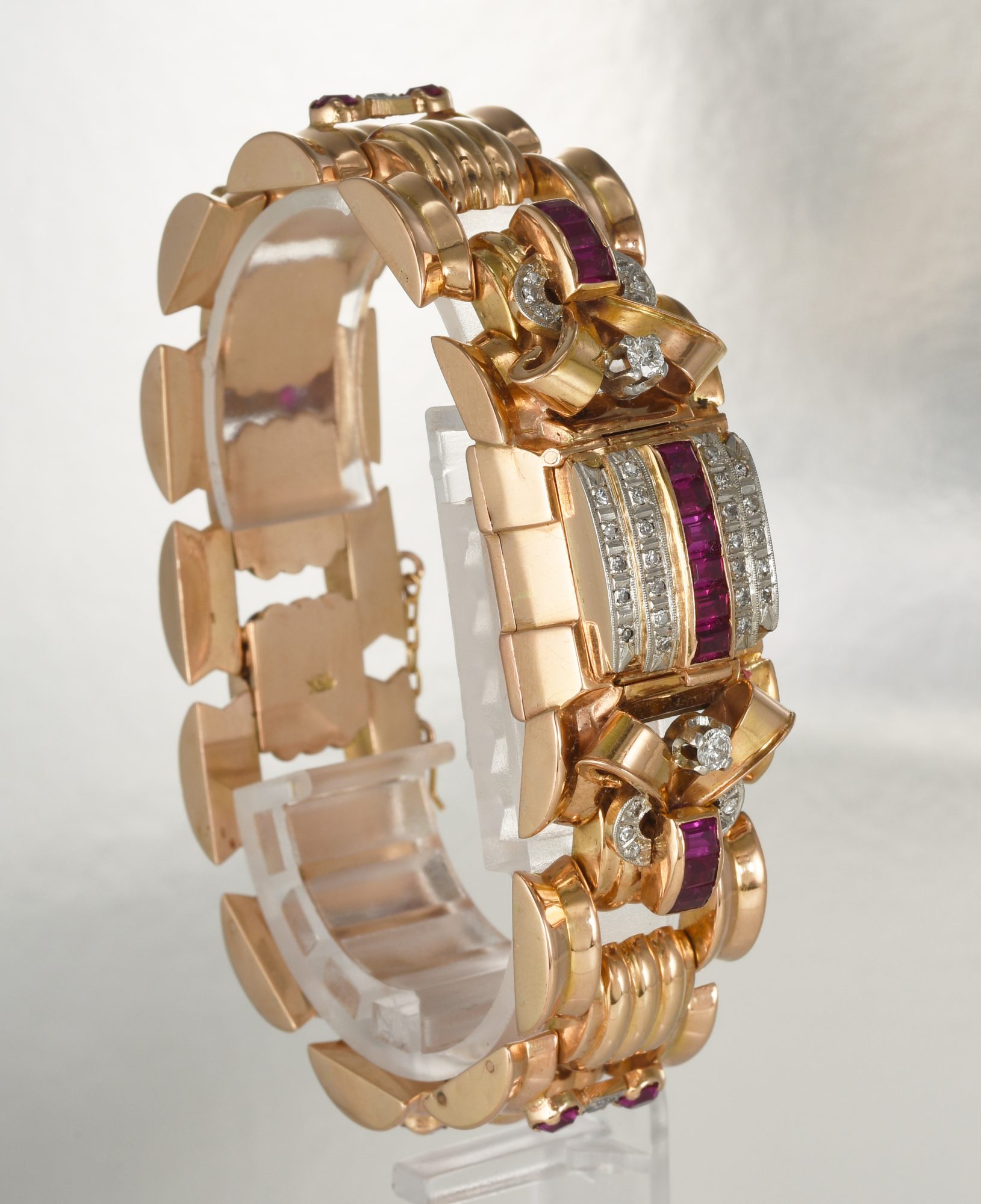 Vintage 1950s Ladies' Rolex Cocktail watch in 18K Rose Gold w/Diamonds,Rubies 48.4gm - Image 5