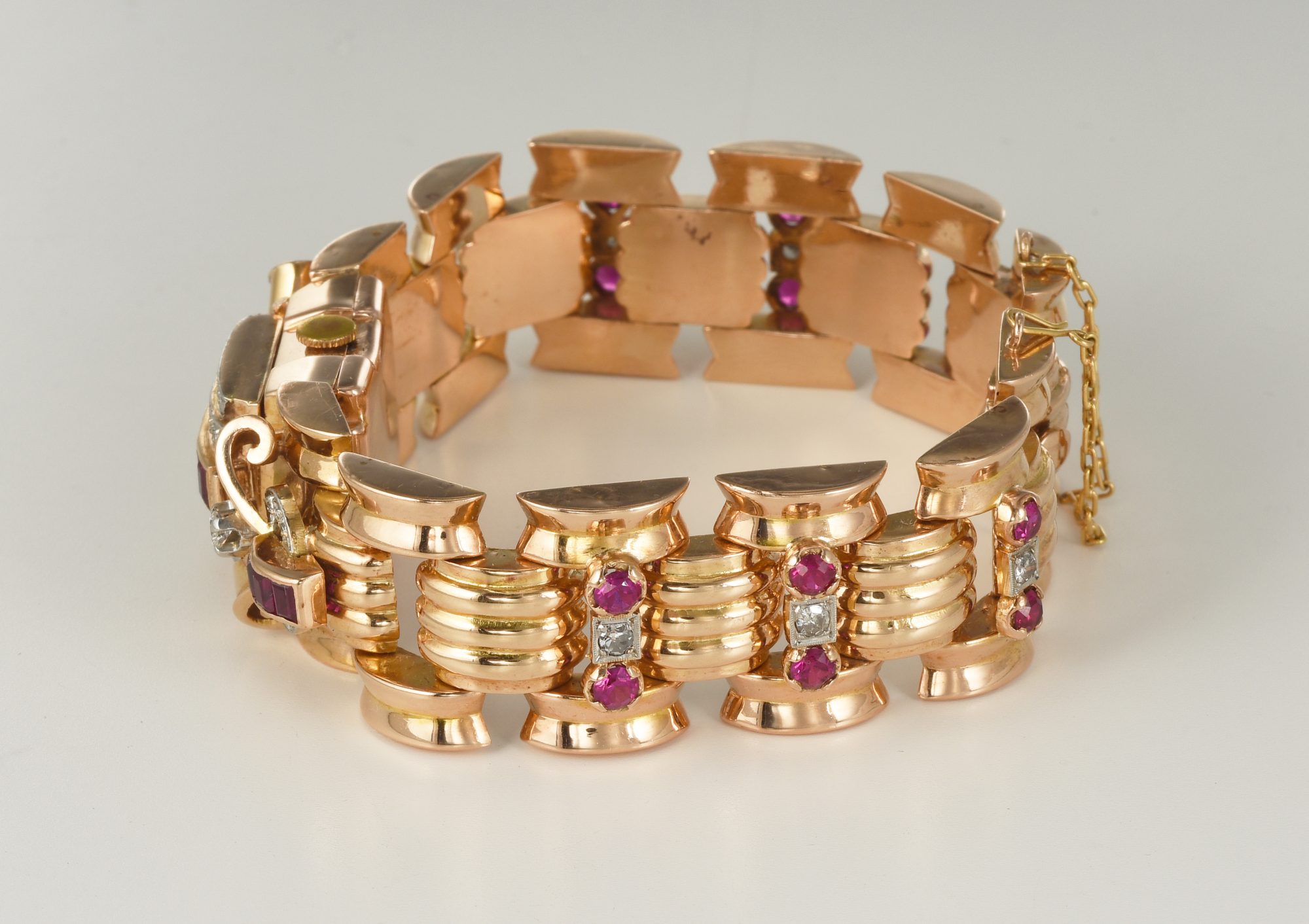 Vintage 1950s Ladies' Rolex Cocktail watch in 18K Rose Gold w/Diamonds,Rubies 48.4gm - Image 8