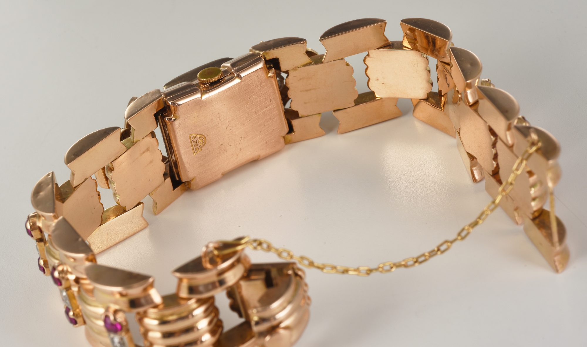 Vintage 1950s Ladies' Rolex Cocktail watch in 18K Rose Gold w/Diamonds,Rubies 48.4gm - Image 11
