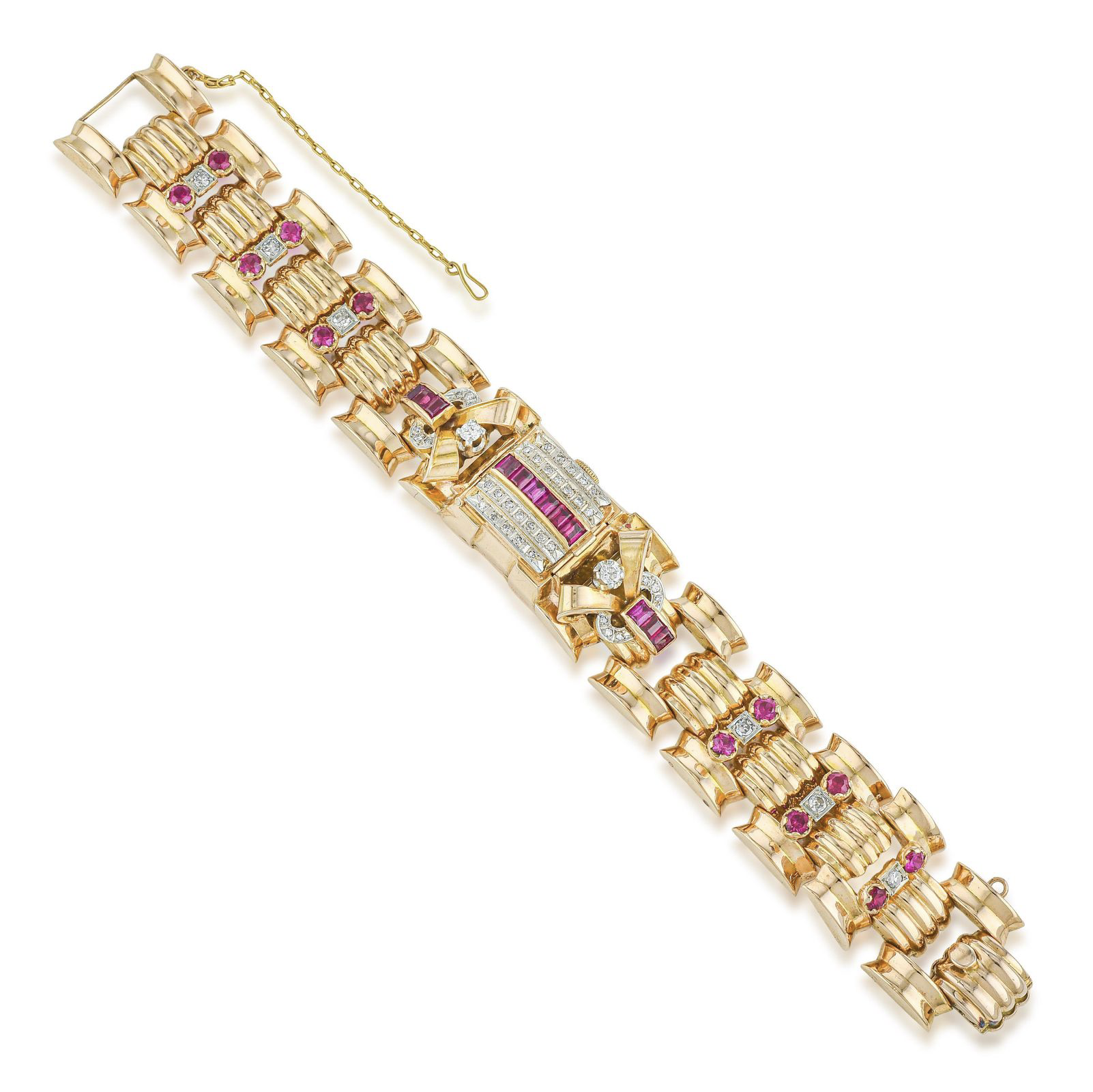 Vintage 1950s Ladies' Rolex Cocktail watch in 18K Rose Gold w/Diamonds,Rubies 48.4gm - Image 7